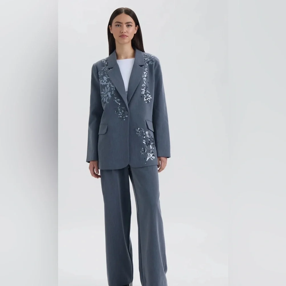 NVLT Embellished Bluish Gray Blazer size L new with tag